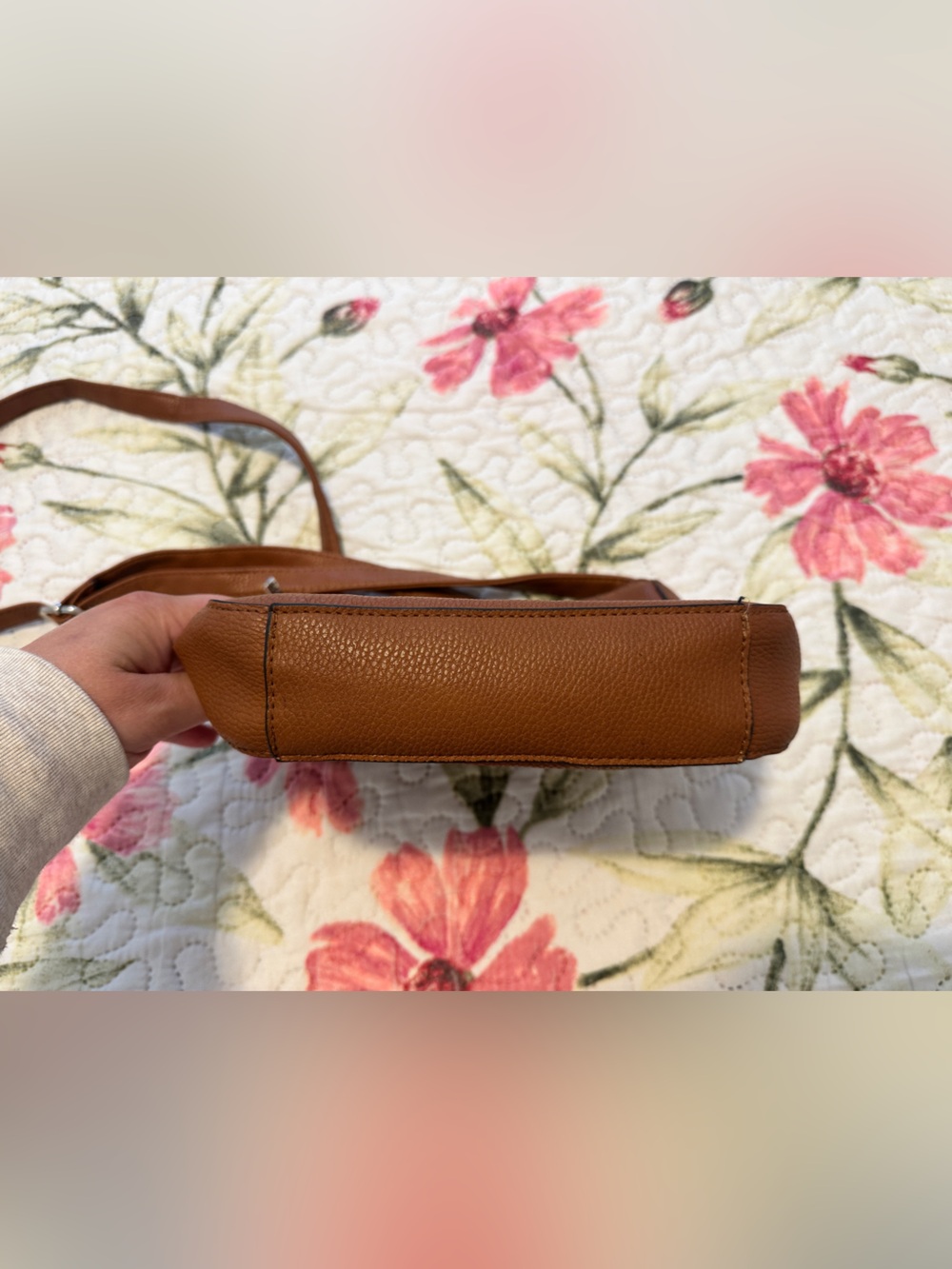 Roots 73 Brown Faux Pebbled Leather Crossbody Purse Bag - Picture 5 of 14